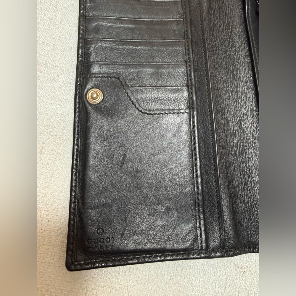 Gucci Black Guccissima Leather Continental Wallet Snap Closure - Picture 9 of 13